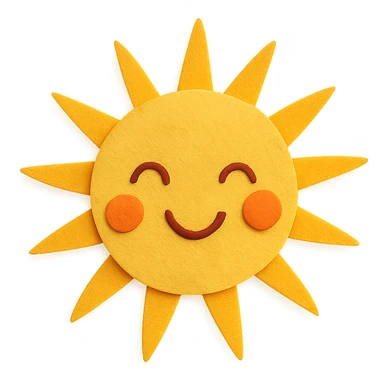 cheerful sun with rays in paper-craft style sticker