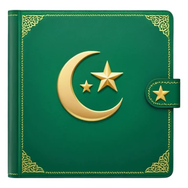 Closed Quran with the Islamic Symbol on it (moon and star) green from left to right sticker
