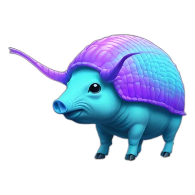 Vaporwave spotted cyan purple gradient pig armadillo cow centipede insect sticker