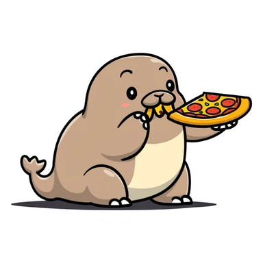 walrus eating pizza  sticker