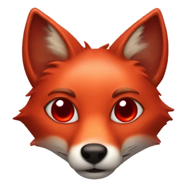 dark red fox face with tiny red heart instead of eyes sticker