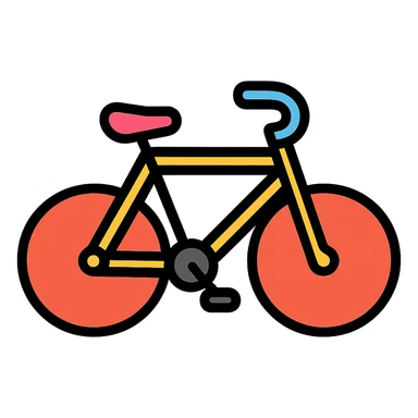 bike icon with color and black outlines sticker