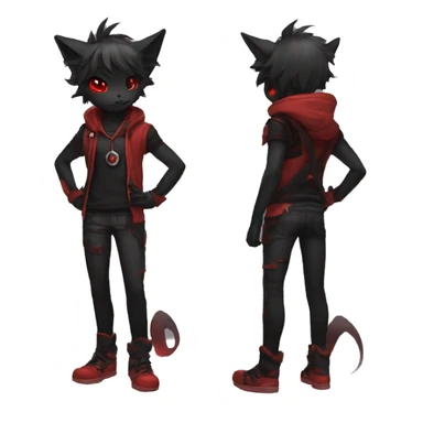 Black and Red Ethereal Cool Edgy Cute Anthro Fakémon sticker