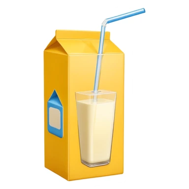 yellow milk box with a straw, simple, clear sticker