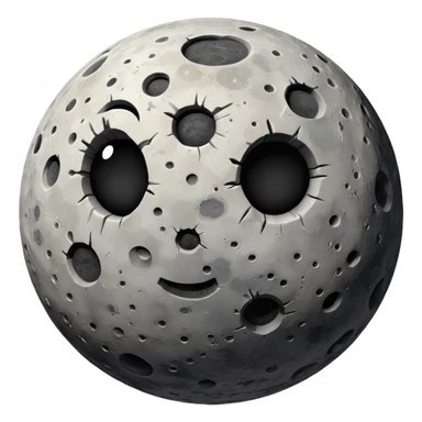 rocky gray planet emoji, round with many craters, rough textured patches, desolate moon sticker