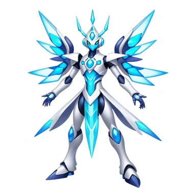 Shiny Futuristic Celestial Godly Divine Fakemon-Pokemon-Digimon-Spectrobes-fusion, full body sticker