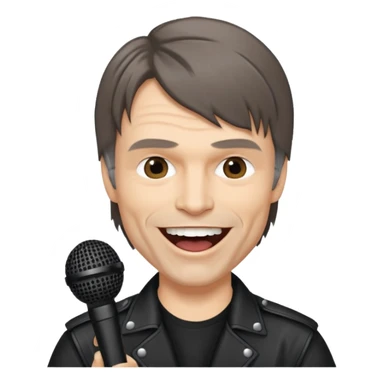 bruce dickinson, metal musician, singing with mirophone sticker