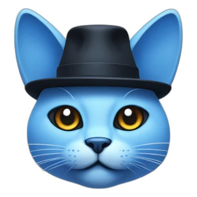 blue cat face with full black eyes and mashroom-hat sticker