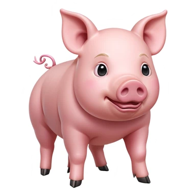 cinematic-[realistic pig]-realistic-full-body-standing-emoji,-tail-flicking-lazily,-head-tilted-dramatically,-sleek-[pink]-skin,-simplified-yet-realistic-focused-features,-highly-detailed,-glowing-with-an-almost-sarcastic-glow sticker