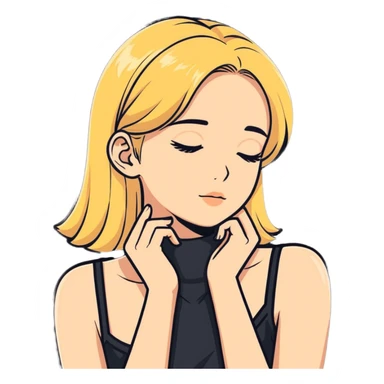 blonde girl hands on her neck sticker