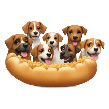 group of dogs eating sticker