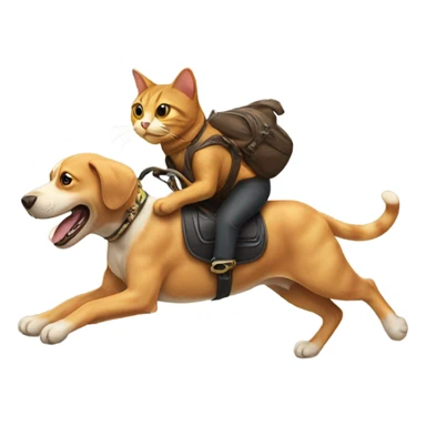 Cat riding a dog  sticker
