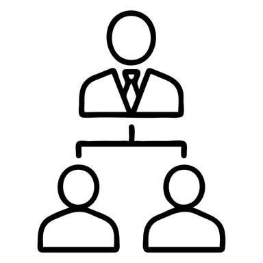 Business owner employer with employee organizational chart sticker