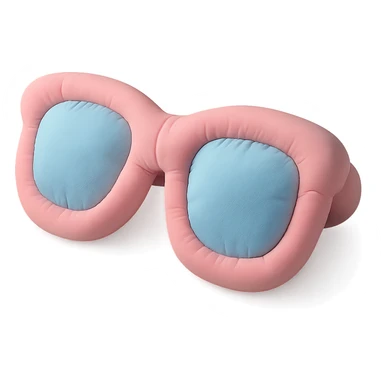 plush cushion sunglasses, stylized and soft, playful colors sticker