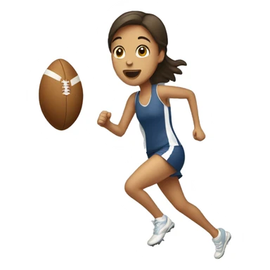 Girl running with a footy sticker