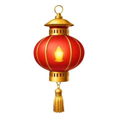 A red lantern with gold tassels glowing softly. sticker