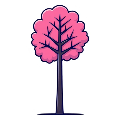 colorful fluffy Truffula tree from The Lorax with bright tuft on top and tall thin trunk sticker