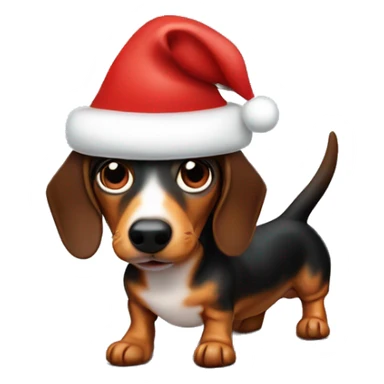 weiner dog with santa hat sticker