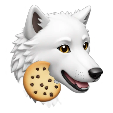 White cute wolf eating cookie sticker