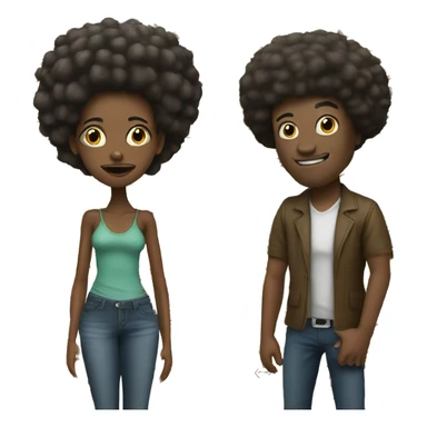 Freaky Afro girl with man sticker