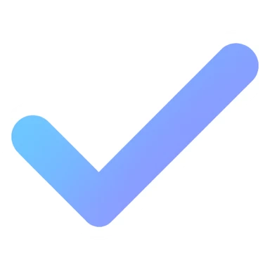 checkmark icon, blue and purple gradient sticker