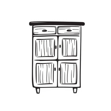 hand drawn doodle style kitchen cabinet made of wood sticker