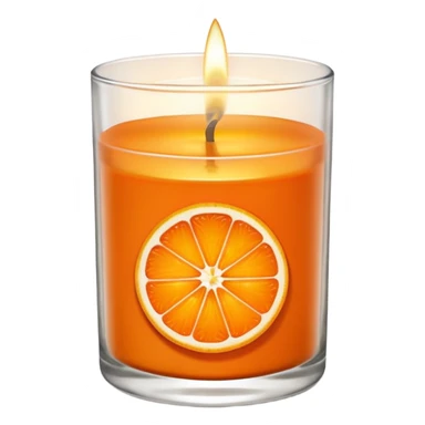 Citrus candle – orange wax in clear glass with slice of orange label sticker