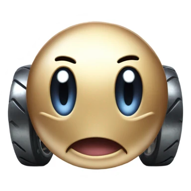 Metal cute mad Kirby ball driving on 4 car wheels sticker