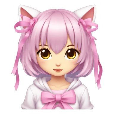 Edgy Kawaii Cute Cool Beautiful Elegant Pretty Pastel Anime Catgirl with ribbons sticker