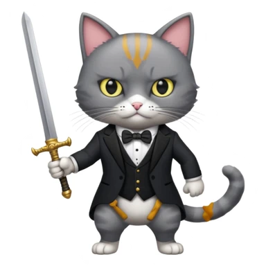 cat corleone mafia sword rpg game sticker