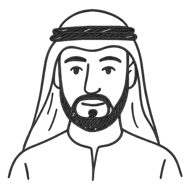 arab man hand drawn outlined icon sticker