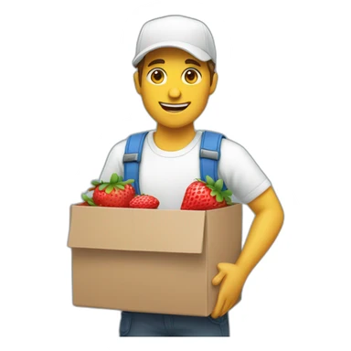 white courier with strawberries sticker