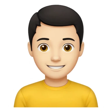Sam Wiggle from the Wiggles with light skin, brown eyes, black hair, yellow skivvy shirt sticker