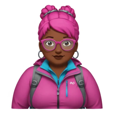 climber fat woman with dark pink bun hair and glassess sticker