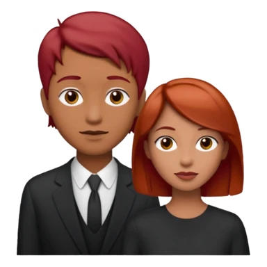 Mujer flaca con cabello mediano color rojo color de piel media, hombre de color medio moreno con cabello color negro, flaco sticker