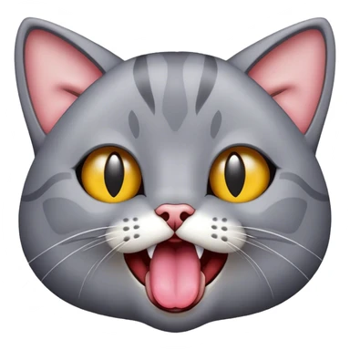 Grey cat sticks out the tongue sticker