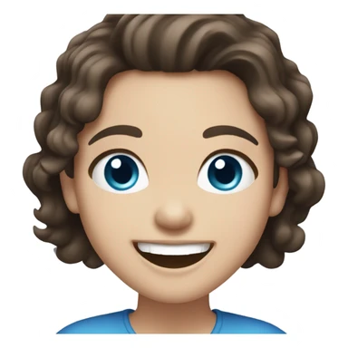 White girl, dark brown hair, blue eyes laughing sticker