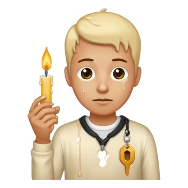 car keys stuck in a candle wearing a shirt sticker