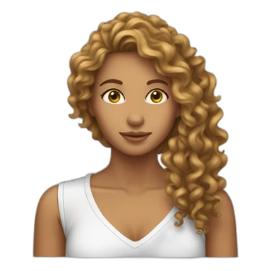 Thin woman tanned long hair curly  sticker