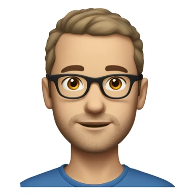 french boy with receding hairline and blue eyes with round glasses and stubble beard sticker