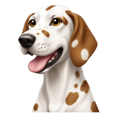 White spotted hound with brown freckles with rubys around her neck sticker
