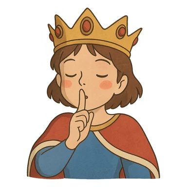 ghibli style shushing face with crown sticker