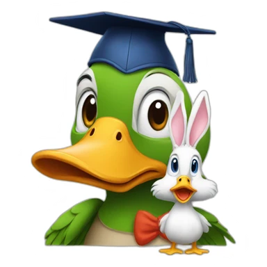 Duck and rabbit in university sticker