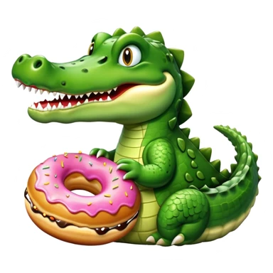 crocodile eating a donut sticker