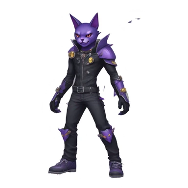 cool edgy black punk Purple nargacuga-bat-cat-Fakemon collar full body sticker
