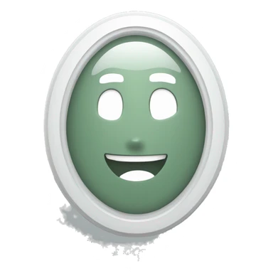 grey-green oval in white frame with half-transperent squares sticker