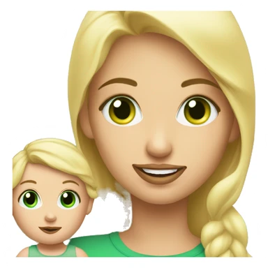 Blonde girl with green eyes taking her baby for a walk outside sticker