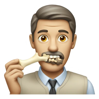 man eating a bone sticker