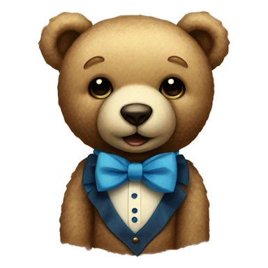 Aesthetic vintage teddy bear with a blue bow tie sticker