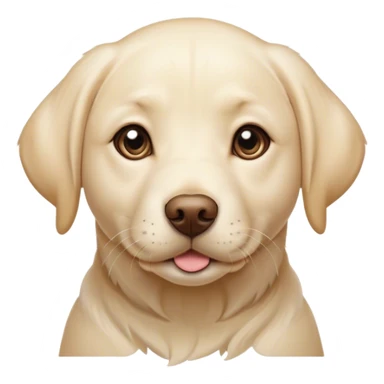 Cinematic Cute Cream Labrador Portrait Emoji, Head tilted playfully and inquisitively, featuring a silky cream Fur with a gentle sheen, round, sparkling warm eyes filled with curiosity, Simplified yet irresistibly adorable features, highly detailed, glowing with a warm, friendly glow, high shine, affectionate and spirited, stylized with a touch of whimsy, bright and endearing, soft glowing outline, capturing the essence of a mischievous yet loving companion, so playful it feels like it could dash out of the screen and into your arms! sticker